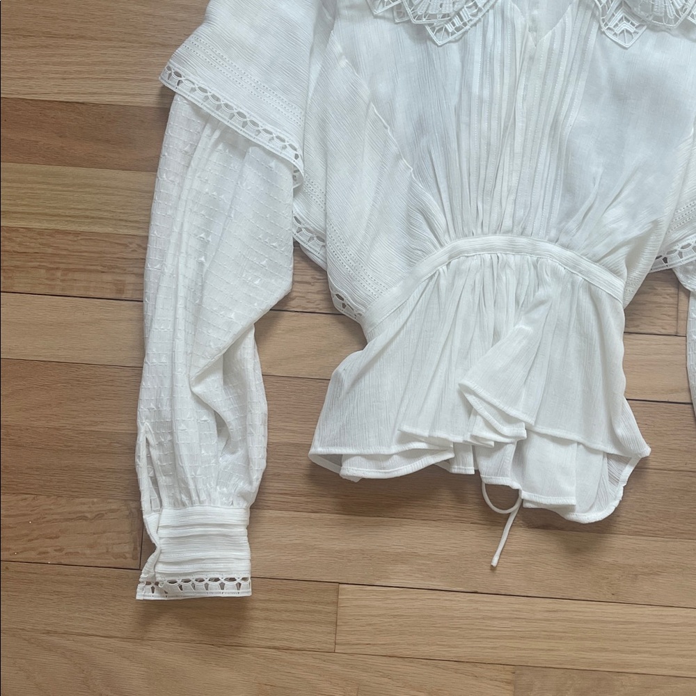 IRO White Textured Blouse lace size S - Picture 7 of 12